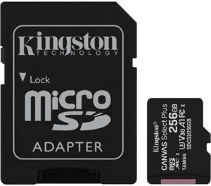 Kingston Canvas Select Plus, micro SDXC, 256GB + adaptér