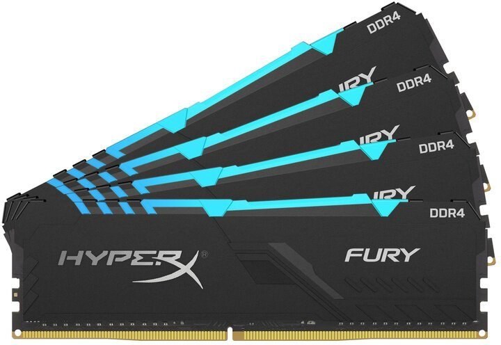 Kingston HyperX Fury, DDR4, DIMM, 3600 MHz, 32 GB (4x 8 GB kit), CL17, RGB, čierna