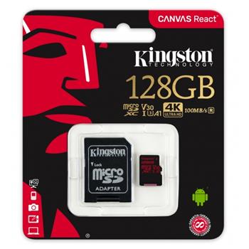 Kingston microSDXC 128GB UHS-I U3 V30 A1 + adaptér