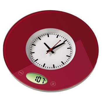 Kuchynská digitálna váha Xavax Pauline s hodinami červená