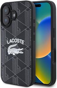 Lacoste Blend Monogram MagSafe kryt pre iPhone 16, čierny