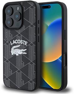 Lacoste Blend Monogram MagSafe kryt pre iPhone 16 Pro, čierny