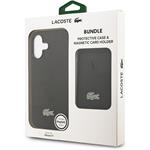 Lacoste Iconic Petit Pique MagSafe kryt + peňaženka pre iPhone 17, čierny