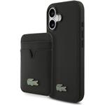 Lacoste Iconic Petit Pique MagSafe kryt + peňaženka pre iPhone 17, čierny