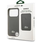 Lacoste Iconic Petit Pique MagSafe kryt + peňaženka pre iPhone 17 Pro, čierny