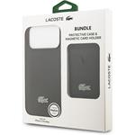 Lacoste Iconic Petit Pique MagSafe kryt + peňaženka pre iPhone 17 Pro Max, čierny