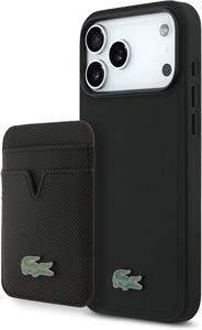 Lacoste Iconic Petit Pique MagSafe kryt + peňaženka pre iPhone 17 Pro Max, čierny