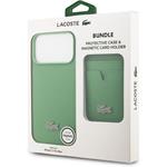 Lacoste Iconic Petit Pique MagSafe kryt + peňaženka pre iPhone 17 Pro Max, zelený
