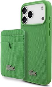 Lacoste Iconic Petit Pique MagSafe kryt + peňaženka pre iPhone 17 Pro Max, zelený