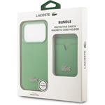 Lacoste Iconic Petit Pique MagSafe kryt + peňaženka pre iPhone 17 Pro, zelený