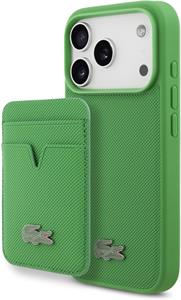 Lacoste Iconic Petit Pique MagSafe kryt + peňaženka pre iPhone 17 Pro, zelený
