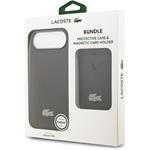 Lacoste Iconic Petit Pique MagSafe kryt + peňaženka pre iPhone Air, čierny