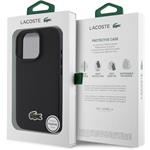 Lacoste Iconic Petit Pique Woven Logo MagSafe kryt pre iPhone 16 Pro, čierny