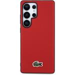 Lacoste Iconic Petit Pique Woven Logo MagSafe kryt pre Samsung Galaxy S25 Ultra, červený