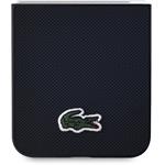 Lacoste Iconic Petit Pique Woven Logo MagSafe kryt pre Samsung Galaxy Z Flip 6/7 FE, čierny