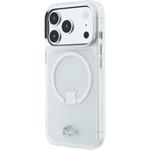 Lacoste IML Frosted Petit Pique Metal Logo MagSafe kryt pre iPhone 18 Pro, transparentný