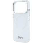 Lacoste IML Frosted Petit Pique Metal Logo MagSafe kryt pre iPhone 18 Pro, transparentný