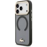Lacoste IML Shockproof Petit Pique Gold Logo MagSafe kryt pre iPhone 18 Pro, čierny