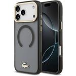 Lacoste IML Shockproof Petit Pique Gold Logo MagSafe kryt pre iPhone 18 Pro Max, čierny