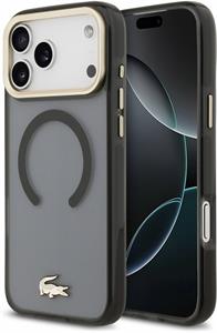 Lacoste IML Shockproof Petit Pique Gold Logo MagSafe kryt pre iPhone 18 Pro Max, čierny