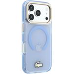 Lacoste IML Shockproof Petit Pique Gold Logo MagSafe kryt pre iPhone 18 Pro, modrý
