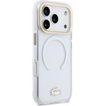 Lacoste IML Shockproof Petit Pique Gold Logo MagSafe kryt pre iPhone 18 Pro, transparentný