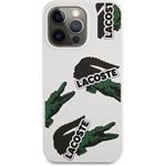 Lacoste Liquid Silicone Allover Pattern kryt pre iPhone 13 Pro, biely