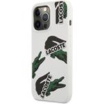 Lacoste Liquid Silicone Allover Pattern kryt pre iPhone 13 Pro, biely