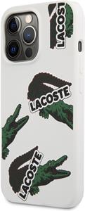 Lacoste Liquid Silicone Allover Pattern kryt pre iPhone 13 Pro Max, biely