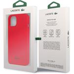 Lacoste Liquid Silicone Glossy Printing Logo kryt pre iPhone 13, červený