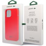 Lacoste Liquid Silicone Glossy Printing Logo kryt pre iPhone 13 Pro Max, červený