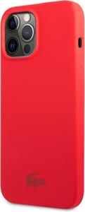 Lacoste Liquid Silicone Glossy Printing Logo kryt pre iPhone 13 Pro Max, červený