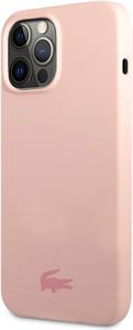 Lacoste Liquid Silicone Glossy Printing Logo kryt pre iPhone 13 Pro Max, ružový