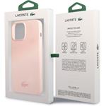 Lacoste Liquid Silicone Glossy Printing Logo kryt pre iPhone 13 Pro, ružový