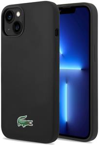 Lacoste Liquid Silicone Microfiber Croc Logo MagSafe kryt pre iPhone 13/14/15, čierny