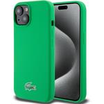 Lacoste Liquid Silicone Microfiber Croc Logo MagSafe kryt pre iPhone 15, zelený