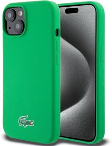 Lacoste Liquid Silicone Microfiber Croc Logo MagSafe kryt pre iPhone 15, zelený