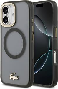 Lacoste PC/TPU Frosted Finish Gold Logo MagSafe kryt pre iPhone 17, čierny