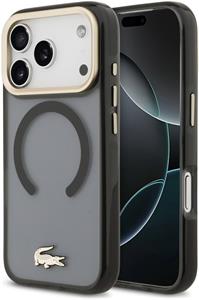 Lacoste PC/TPU Frosted Finish Gold Logo MagSafe kryt pre iPhone 17 Pro, čierny