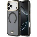 Lacoste PC/TPU Frosted Finish Gold Logo MagSafe kryt pre iPhone 17 Pro Max, čierny