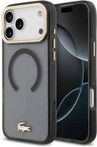 Lacoste PC/TPU Frosted Finish Gold Logo MagSafe kryt pre iPhone 17 Pro Max, čierny