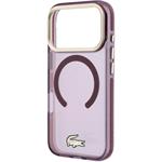Lacoste PC/TPU Frosted Finish Gold Logo MagSafe kryt pre iPhone 18 Pro, Burgundy
