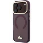 Lacoste PC/TPU Frosted Finish Gold Logo MagSafe kryt pre iPhone 18 Pro Max, Burgundy