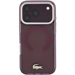 Lacoste PC/TPU Frosted Finish Gold Logo MagSafe kryt pre iPhone 18 Pro Max, Burgundy