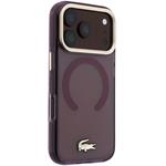 Lacoste PC/TPU Frosted Finish Gold Logo MagSafe kryt pre iPhone 18 Pro Max, Burgundy