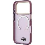 Lacoste PC/TPU Frosted Finish Gold Logo MagSafe kryt pre iPhone 18 Pro Max, Burgundy