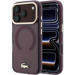 Lacoste PC/TPU Frosted Finish Gold Logo MagSafe kryt pre iPhone 18 Pro Max, Burgundy