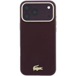 Lacoste PU Leather Champs Elysees Gold Logo MagSafe kryt pre iPhone 18 Pro, Burgundy