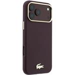 Lacoste PU Leather Champs Elysees Gold Logo MagSafe kryt pre iPhone 18 Pro Max, Burgundy