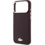 Lacoste PU Leather Champs Elysees Gold Logo MagSafe kryt pre iPhone 18 Pro Max, Burgundy